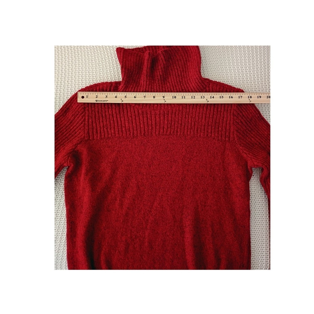 Crimson Red Ribbed Turtleneck Sweater Cozy Knit Long Sleeve Top No Tags Fits L - Picture 7 of 8